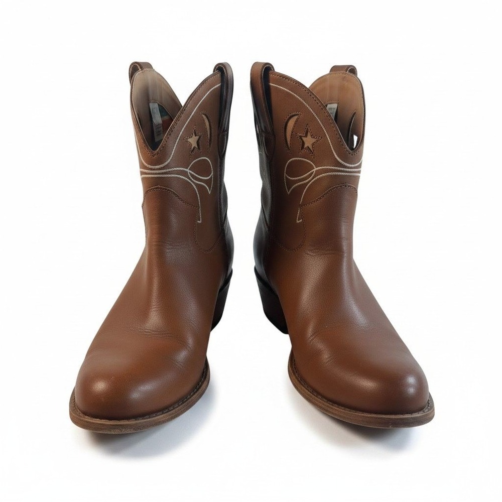 Dingo DI 135 Whiskey Brown Leather Star Moon Western Ankle Boots Women 9M